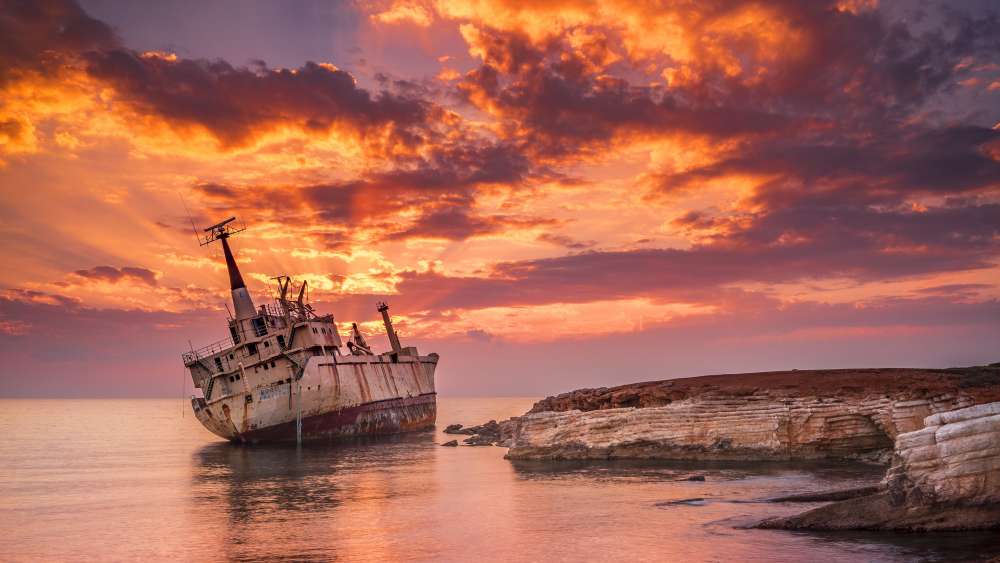 Sunset on the west coast of Paphos